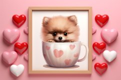 Cute Valentine Pomeranian Puppy, Valentines Clipart Product Image 3