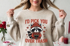 I'd Pick You Over Trash Raccoon Valentine T-Shirt Design Product Image 3