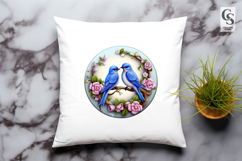 Blue Love Birds Floral Clipart Sublimation PNG Product Image 3