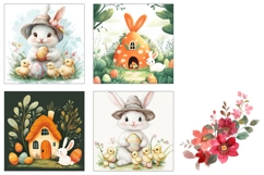 Easter House Square Coasters, Easter Bunny Sublimation Product Image 3