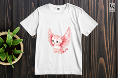 Cute Pink Angel Kitten Watercolor Clipart Sublimation PNG Product Image 3