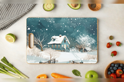Snowy Winter Cottagecore Cutting Boards sublimation Design Product Image 3