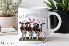 Funny Easter Cows With Bunny Ears And Eggs PNG Product Image 2