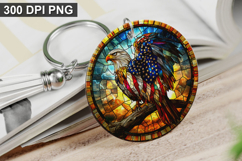 4Th Of July Eagle Keychain Sublimation - Round Keychain PNG Product Image 1