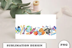 Watercolor School Supplies Seamless Border png Product Image 3