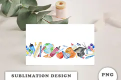 Watercolor School Supplies Seamless Border png Product Image 3