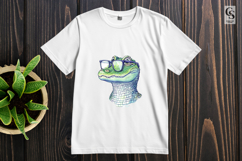 Cute Alligator With Glasses Watercolor Clipart Sublimation Product Image 3