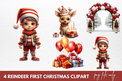 Reindeer First Christmas Clipart Sublimation Product Image 1