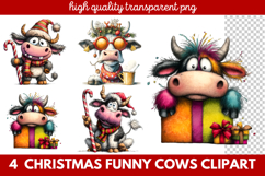 Funny Christmas Cows Clipart | Cute Holiday Farm Animal Product Image 1