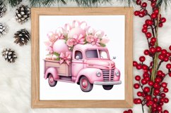Pink Christmas Car clipart Sublimation, Christmas clipart Product Image 3