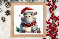 Cute Christmas Hippo Sublimation Clipart, Christmas Clipart Product Image 3