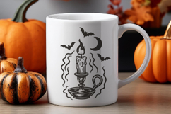 Halloween Retro Candle SVG | Vintage Spooky Candle with Bats Product Image 3