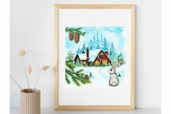 Watercolor clipart cozy home.Watercolor clipart village . Product Image 3