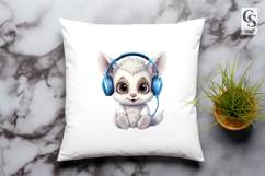 Cute Baby Animals With Headphones Clipart Sublimation PNG Product Image 3