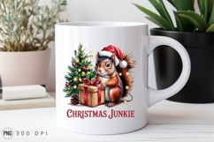 Christmas Squirrel With Present And Tree Sublimation PNG Product Image 2