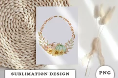 Watercolor Autumn Pumpkins wreath png Product Image 3