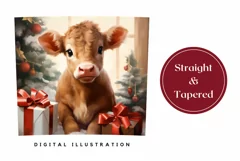 Christmas Tumbler Wrap Design, Baby Highland Cow Tumbler PNG Product Image 3