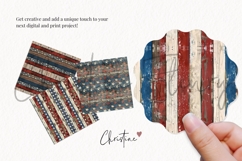 Seamless Cottagecore Patriotic Stripes Wood Digital Paper Product Image 3