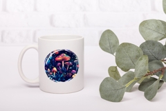 Cartoon Mushrooms Illustration PNG, Neon Night Forest PNG Product Image 3