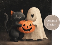 Cartoon Halloween Cat Tumbler, Halloween Ghost Tumbler Product Image 3