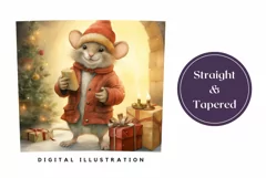 Christmas Tumbler Sublimation, Watercolor Mouse Tumbler PNG Product Image 3