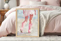 Watercolor Coastal Cowgirl Boots Beach Print Product Image 3