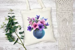Purple Flowers Illustration, Vase With Flowers PNG Product Image 3