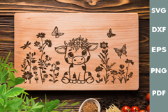 Baby Cow Design, Cutting board SVG, Laser cut SVG Product Image 3