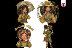 Cute Curly Hair Boho Afro Girl Clipart Product Image 3