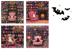 Pink Halloween Square Coasters, Fantasy Square Coaster PNG Product Image 3