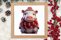 Cute Christmas Hippo Sublimation Clipart, Christmas Clipart Product Image 3