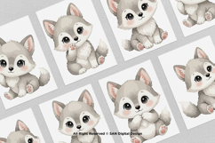 15 Bundle Watercolor Wolf Grey Nigh Animal Wildlife Kids Product Image 3