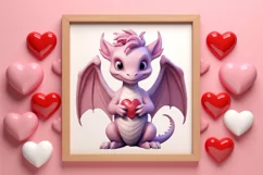 Watercolor Valentine's Day Dragon Clipart, Dragon Watercolor Product Image 3