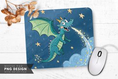 Starry Night Mischief Playful Dragon Mouse Pad PNG Design Product Image 1