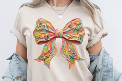 Summer Brushstroke Bow PNG, Floral Coquette Sublimation Product Image 3