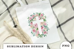 Watercolor Floral cross Png clipart Product Image 3