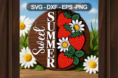 Sweet Summer Door Sign SVG with Strawberries & Daisies Product Image 3