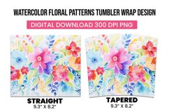 Watercolor Floral Patterns Tumbler Warp Design Product Image 3