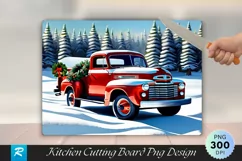 Vintage Farm Truck by Snowy Tree Lot Wreath Cutting Board Product Image 1