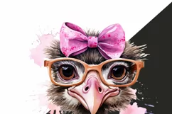 Funny Ostrich PNG with Pink Bow & Glasses Product Image 4