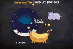 Hippo Baby Name Sign SVG laser cut file for Glowforge Product Image 2