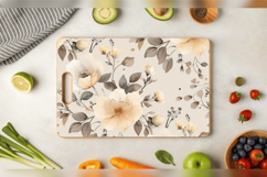 Neutral Beige Flowers Cutting Boards sublimation Design Product Image 3