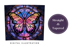 Stained Glass Butterfly Tumbler Wrap Design, Butterflies PNG Product Image 3