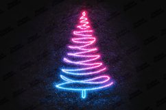 Neon Christmas Tree Lights Pink Blue Glow Holiday Art Product Image 1