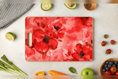 Red Watercolor Flowers Cutting Boards sublimation Designs Product Image 3