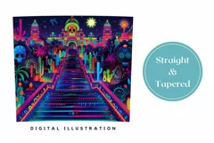 Mexican Tumbler Wrap Design, Neon Floral Tumbler Design Product Image 3