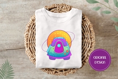 Hand Drawn Cosmic Illustration, Colorful Space Station PNG Product Image 3