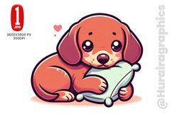 Cute Dachshund with Pillow - JPG File Product Image 1