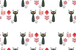 Cute cats animals seamless vector pattern, EPS artwork Product Image 1