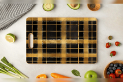 Gold &amp; Black Plaid Cutting Boards sublimation Design Product Image 3